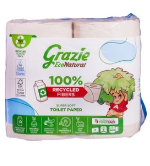 Toiletpapier 2-laags 8 rol van Grazie Natural, 6 x 8 stk