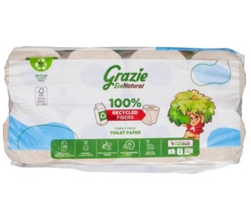 Toiletpapier 3-laags 8 rol van Grazie Natural, 6 x 8 stk