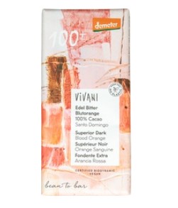 Chocolade Demeter Superior Dark Blood Orange 100% van Vivani, 10 x 90 g