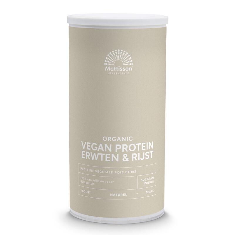 Proteïne-poeder erwten + rijst naturel, vegan van Mattisson, 1 x 500 g
