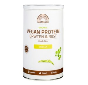 Proteïne-poeder erwten + rijst vanille, vegan van Mattisson, 1 x