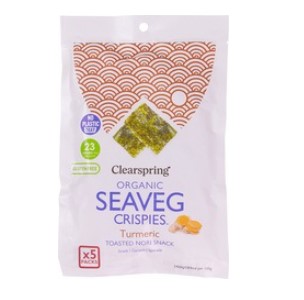 Seaveg-crispies tumeric multipack [3-pack] van Clearspring, 6 x 20 g