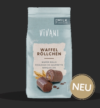 Chocolade Wafel rolls melk van Vivani, 6 x 125 g