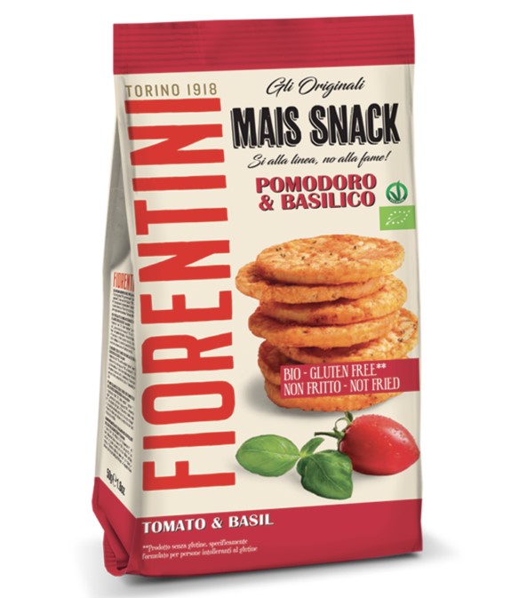 Maissnack tomaat basilicum van Fiorentini, 16 x 50 g