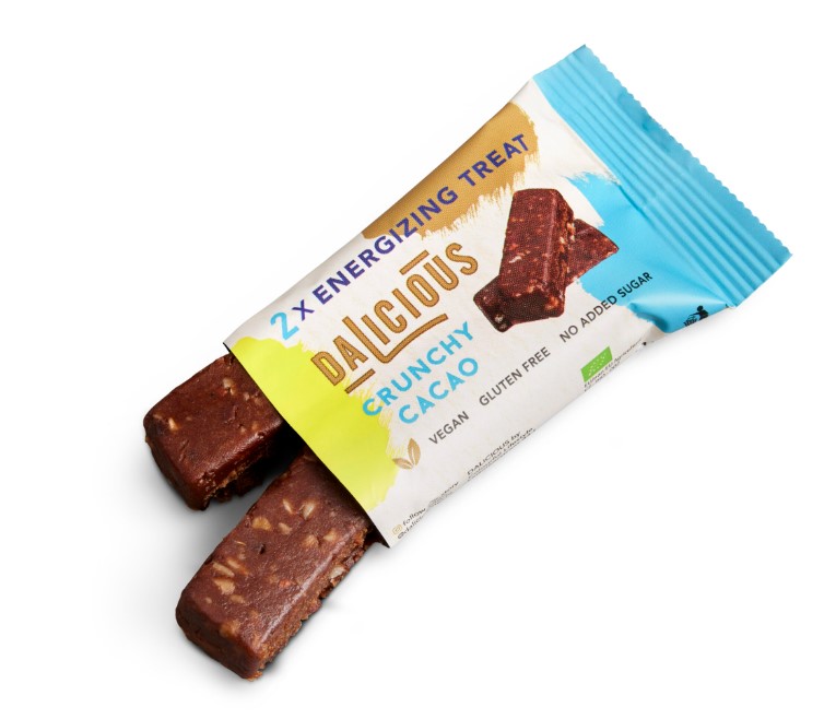 Dadelreep crunchy cacao van Dalicious, 12 x 30 g