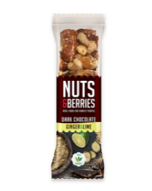 Notenreep dark choc gember van Nuts & Berries, 15 x 40 g
