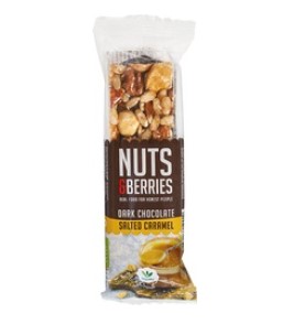 Notenreep dark choc caramel van Nuts & Berries, 15 x 40 g