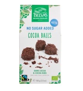 Cocoa balls dark cocoa en nibs van Belvas, 6 x 100 g