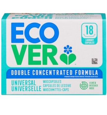 Wascapsules universal van Ecover, 8 x 18 stk