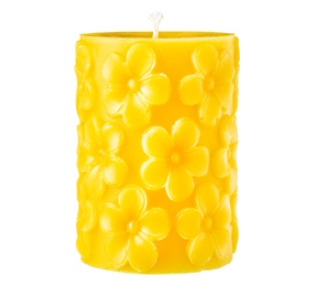 Bijenwaskaars stompkaars bloemen van De Muisjes, 6 x 1 stk