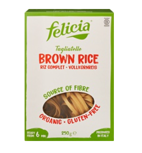Tagliatelle bruine rijst glutenvrij van Felicia, 8 x 250 g