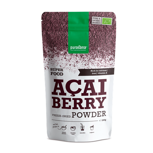 Acai-bessen poeder (6) van Purasana, 1 x 100 g