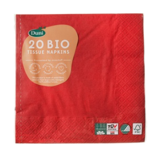 Servetten bordeaux van Duni, 12 x 20 stk