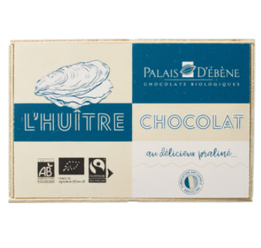 Houtkistje praliné oesters van Palais D`ébène, 6 x 140 g