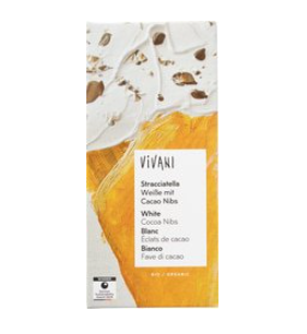 Witte chocolade stracciatella van Vivani, 10 x 80 g Witte chocolade stracciatella van Vivani, 10 x 80 g