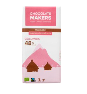 Pure chocolade 48% hazelnoot crème van Chocolatemakers, 10 x 80