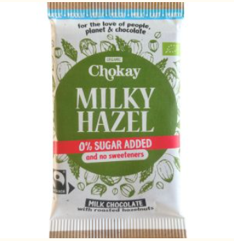 Melkchocolade hazelnoot no sugar added van Chokay, 15 x 70 g