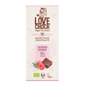 Pure chocolade framboos rozemarijn van Lovechock, 8 x 70 g