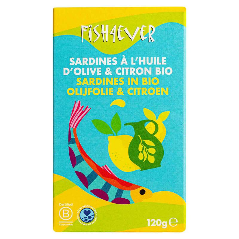 Sardines olijfolie en citroen van Fish 4 Ever, 12 x 120 g Sardines olijfolie en citroen van Fish 4 Ever, 12 x 120 g