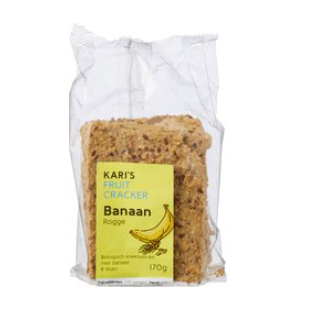 Knekkebrød banaan rogge van Kari`s Crackers, 6 x 8 stk