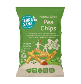 Erwtenchips harrisa kruiden van TerraSana, 8 x 75 g
