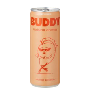 Energy drink focus mango - passievrucht van Buddy Excl, Statiegeld, 12 x 250 ml