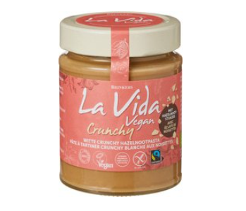 Hazelnootpasta wit crunchy van LA VIDA VEGAN, 6 x 270 g