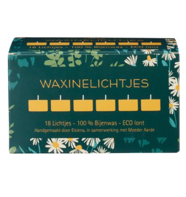 Bijenwaskaars theelichtjes van De Muisjes, 6 x 18 stk