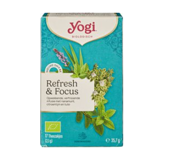 Kruidenthee refresh + focus van Yogi Tea, 6 x 17 builtjes