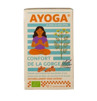 Kruidenthee throat comfort van Ayoga, 6 x 17 builtjes
