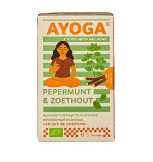 Kruidenthee pepermunt zoethout van Ayoga, 6 x 17 builtjes