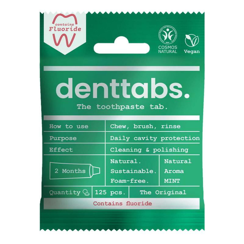 Tandpasta tabletten munt met fluor van Denttabs, 10 x 125 stk