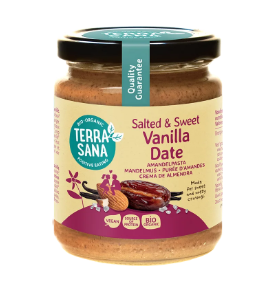 Amandelpasta salted + sweet vanilla date van TerraSana, 6 x 250 g