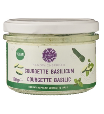 Sandwichspread courgette basilicum van Your Organic Nature, 6 x 180 g