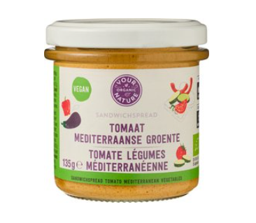 Sandwichspread tomaat mediterraanse groenten van Your Organic Nature, 6 x 135 g