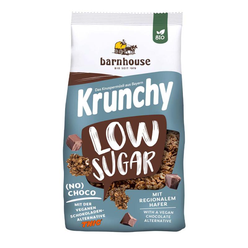 Krunchy  chocolade, laag in suiker van Barnhouse, 6 x 375 g
