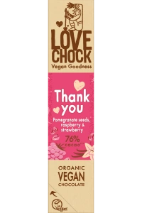 Chocoladereep framboos aardbei puur 76% van Lovechock, 12 x 40 g