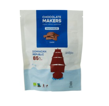 Chocozeiltjes puur 85% van Chocolatemakers, 10 x 100 g
