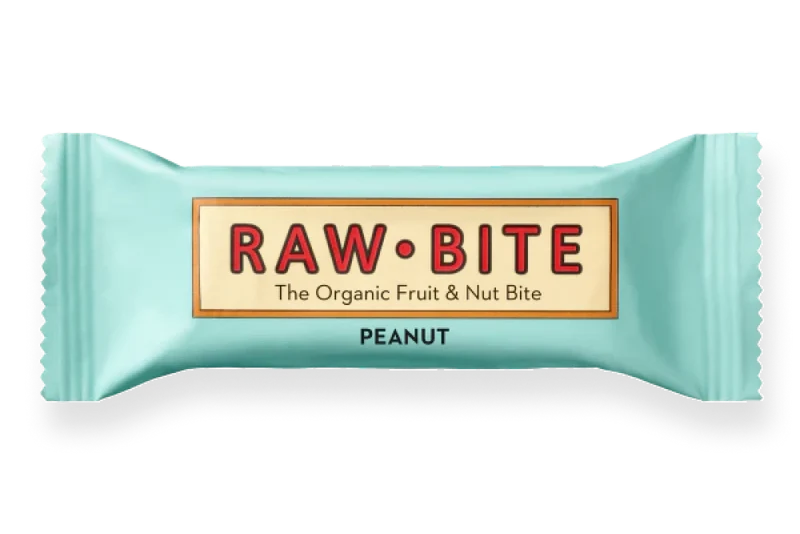 Fruit+nut bite peanut van RAW.BITE, 12 x 50 g