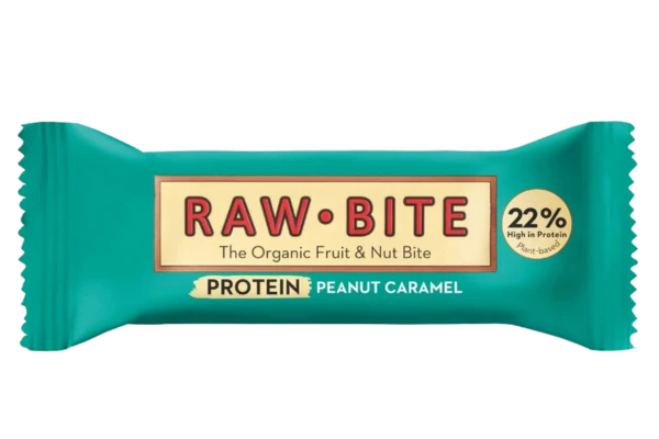Peanut caramel protein van RAW.BITE, 12 x 45 g