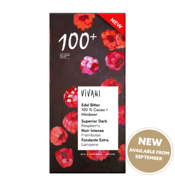 Chocoladereep puur 100% framboos van Vivani, 10 x 80 g