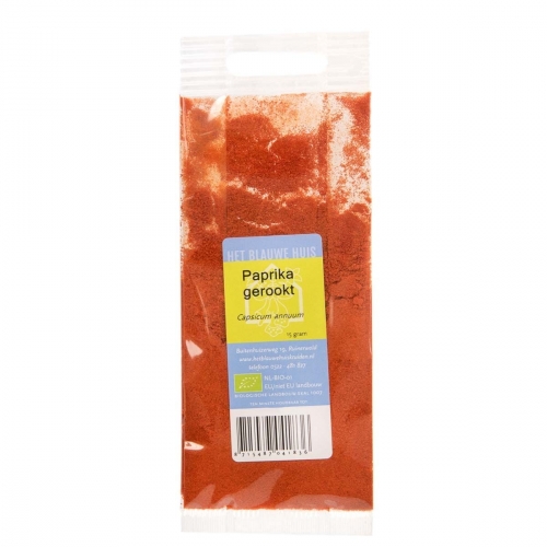 Paprika poeder gerookt mild van Het Blauwe Huis, 5 x 30 g