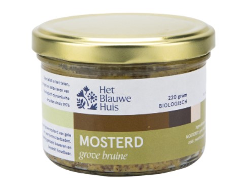 Bruine mosterd saus grof scherp van Het Blauwe Huis, 6 x 220 g