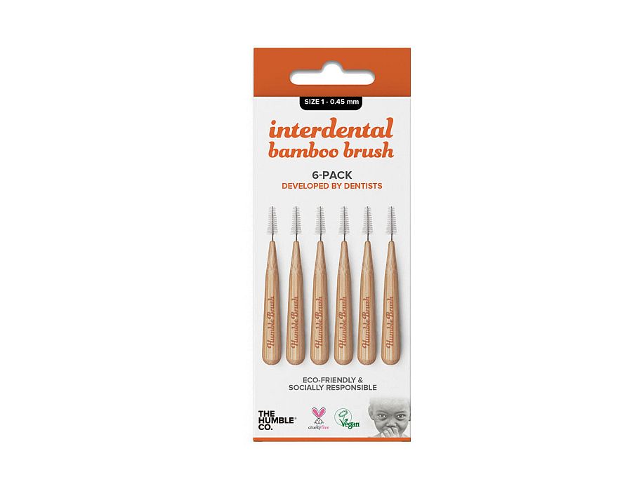 Tandenrager 0,45 mm Size 1 Oranje Bamboe van The Humble Co., 1 x