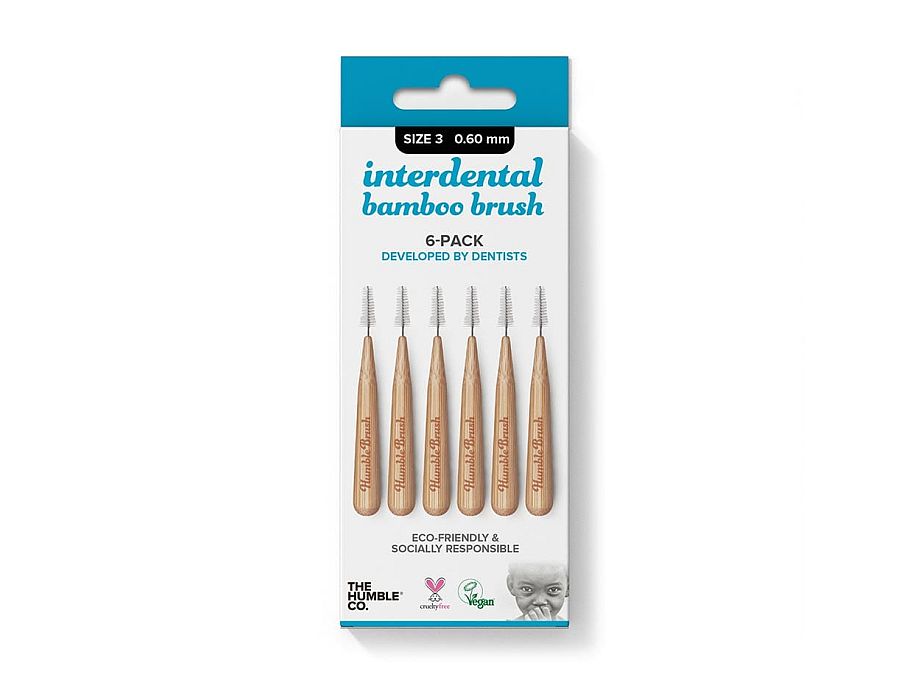 Tandenrager 0,6 mm Size 3 Blauw  Bamboe van The Humble Co., 1 x