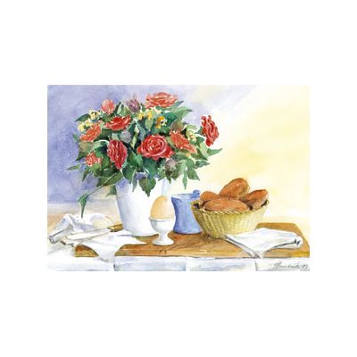 Wenskaart ontbijt met bloemen van Floris Kaarten, 1 x 1 kaart