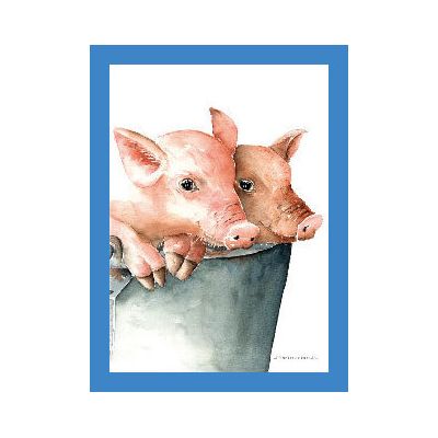 Wenskaart twee biggetjes van Floris Kaarten, 1 x 1 kaart