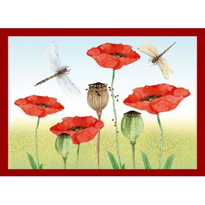Wenskaart klaprozen libellen van Floris Kaarten , 1 x 1 kaart