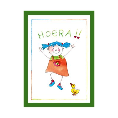 Wenskaart meisje "hoera" van Floris Kaarten, 1 x 1 kaart